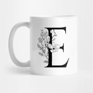 Letter E Monogram - Floral Initial Mug